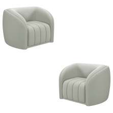 Kit 2 Poltronas Decorativas Sala de Estar Adam Veludo Cinza Claro G45 - Gran Belo