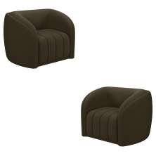 Kit 2 Poltronas Decorativas Sala de Estar Adam Veludo Marrom G45 - Gran Belo
