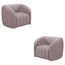 Kit 2 Poltronas Decorativas Sala de Estar Adam Veludo Rosê G45 - Gran Belo