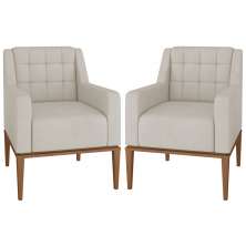 Kit 2 Poltronas Decorativas Sala de Estar Madonna Suede Bege G52 - Gran Belo