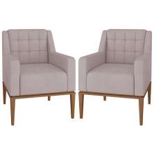 Kit 2 Poltronas Decorativas Sala de Estar Madonna Suede Rosê G52 - Gran Belo