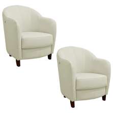 Kit 2 Poltronas Decorativas Sala de Estar Pés Madeira Kairós Couro Off White G03 - Gran Belo