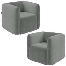 Kit 2 Poltronas Decorativas Sala de Estar Trinidad Base Fixa Veludo Cinza Claro G33 - Gran Belo