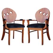 Kit 2 Poltronas Decorativas Sala de Jantar Teseu Madeira Maciça Poliéster Preto/Imbuia G42 - Gran Belo