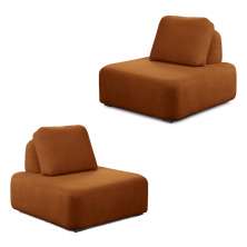Kit 2 Poltronas Decorativas Santiago Sala de Estar Pés em Madeira Bouclê Terracota G89 - Gran Belo