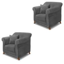 Kit 2 Poltronas Decorativas com 2 Almofadas Armstrong Suede Cinza G63 - Gran Belo