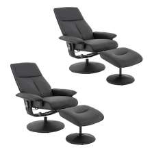 Kit 2 Poltronas de Massagem Reclinável e Giratória Arizona com Apoio de Pés Pu Preto G56 - Gran Belo