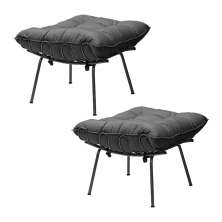 Kit 2 Puff Decorativo Sala de Estar Abel Pés Preto Suede Cinza G41 - Gran Belo