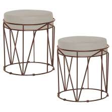 Kit 2 Puffs Decorativo Sala de Estar Base Bronze Chloe Suede Bege G41 - Gran Belo