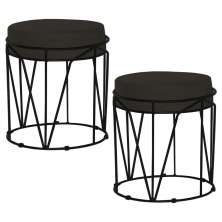 Kit 2 Puffs Decorativo Sala de Estar Base Preto Chloe Suede Marrom G41 - Gran Belo