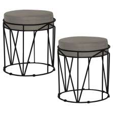 Kit 2 Puffs Decorativo Sala de Estar Base Preto Chloe Veludo Cinza G41 - Gran Belo