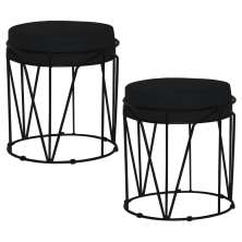 Kit 2 Puffs Decorativo Sala de Estar Base Preto Chloe Veludo Preto - Gran Belo