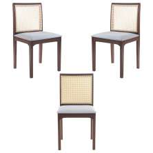 Kit 3 Cadeira Decorativa Sala de Jantar Steve Amêndoa G55 - Gran Belo