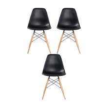 Kit 3 Cadeira Decorativa para Sala e Cozinha Garabit Preto G04 - Gran Belo
