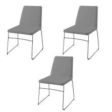 Kit 3 Cadeiras Decorativa Sala de Jantar Anne Linho Cinza G17 - Gran Belo