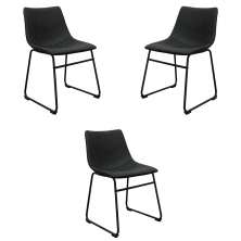 Kit 3 Cadeiras Decorativas Marquezine Sala de Jantar PU Base Aço Preto G56 - Gran Belo