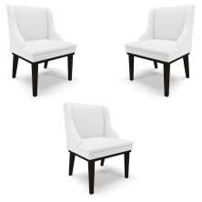Kit 3 Cadeiras Decorativas Sala de Jantar Base Fixa de Madeira Firenze PU Branco Fosco/Preto G19 - Gran Belo