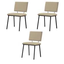 Kit 3 Cadeiras Decorativas Sala de Jantar Fennel Linho Bege G17 - Gran Belo