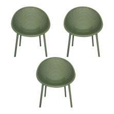 Kit 3 Poltronas Área Externa de PP Marina com Base Desmontável Verde G56 - Gran Belo