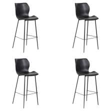Kit 4 Banquetas Base Aço Fixa Naboo PU Preto G56 - Gran Belo