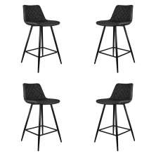 Kit 4 Banquetas Decorativas Magé PU Matelassê c/Apoio para os Pés Base em Aço Cinza G56 - Gran Belo