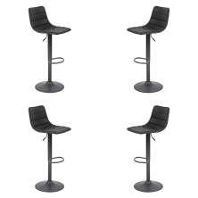 Kit 4 Banquetas Decorativas Travis PU com Regulagem de Altura Base Disco c/Apoio Para os Pés Preto G56 - Gran Belo