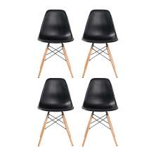Kit 4 Cadeira Decorativa para Sala e Cozinha Garabit Preto G04 - Gran Belo