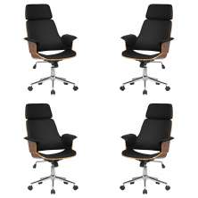 Kit 4 Cadeira de Escritório Home Office Decorativas Casemiro PU c/Regulagem de Altura Base Giratória Preto G56 - Gran Belo