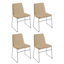 Kit 4 Cadeiras Decorativa Sala de Jantar Anne Linho Bege G17 - Gran Belo