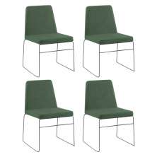 Kit 4 Cadeiras Decorativa Sala de Jantar Anne Linho Verde G17 - Gran Belo