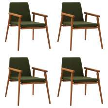 Kit 4 Cadeiras Decorativa Sala de Jantar Sidnei Veludo Verde G17 - Gran Belo