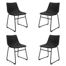 Kit 4 Cadeiras Decorativas Marquezine Sala de Jantar PU Base Aço Preto G56 - Gran Belo