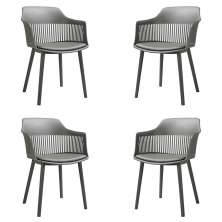 Kit 4 Cadeiras Decorativas Prescott Sala de Jantar PP/PU Cinza G56 - Gran Belo