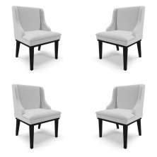 Kit 4 Cadeiras Decorativas Sala de Jantar Base Fixa de Madeira Firenze Linho Cinza/Preto G19 - Gran Belo