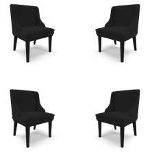 Kit 4 Cadeiras Decorativas Sala de Jantar Base Fixa de Madeira Firenze Linho Preto G19 - Gran Belo