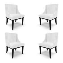 Kit 4 Cadeiras Decorativas Sala de Jantar Base Fixa de Madeira Firenze PU Branco Brilho/Preto G19 - Gran Belo
