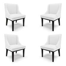 Kit 4 Cadeiras Decorativas Sala de Jantar Base Fixa de Madeira Firenze PU Branco Fosco/Preto G19 - Gran Belo