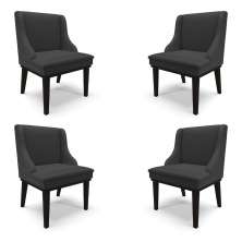 Kit 4 Cadeiras Decorativas Sala de Jantar Base Fixa de Madeira Firenze PU Preto Fosco G19 - Gran Belo