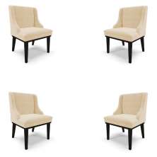 Kit 4 Cadeiras Decorativas Sala de Jantar Base Fixa de Madeira Firenze Suede Bege/Preto G19 - Gran Belo