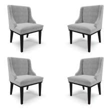 Kit 4 Cadeiras Decorativas Sala de Jantar Base Fixa de Madeira Firenze Suede Cinza/Preto G19 - Gran Belo