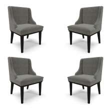 Kit 4 Cadeiras Decorativas Sala de Jantar Base Fixa de Madeira Firenze Suede Grafite/Preto G19 - Gran Belo