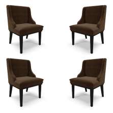 Kit 4 Cadeiras Decorativas Sala de Jantar Base Fixa de Madeira Firenze Suede Marrom/Preto G19 - Gran Belo