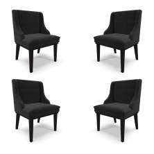 Kit 4 Cadeiras Decorativas Sala de Jantar Base Fixa de Madeira Firenze Suede Preto G19 - Gran Belo