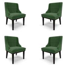 Kit 4 Cadeiras Decorativas Sala de Jantar Base Fixa de Madeira Firenze Suede Verde Esmeralda/Preto G19 - Gran Belo