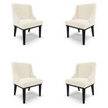 Kit 4 Cadeiras Decorativas Sala de Jantar Base Fixa de Madeira Firenze Veludo Bege/Preto G19 - Gran Belo