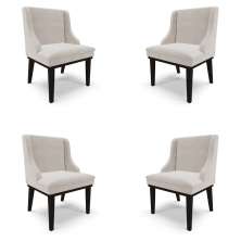 Kit 4 Cadeiras Decorativas Sala de Jantar Base Fixa de Madeira Firenze Veludo Cinza/Preto G19 - Gran Belo
