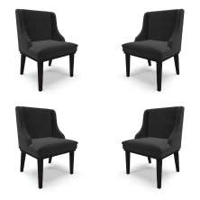 Kit 4 Cadeiras Decorativas Sala de Jantar Base Fixa de Madeira Firenze Veludo Preto G19 - Gran Belo