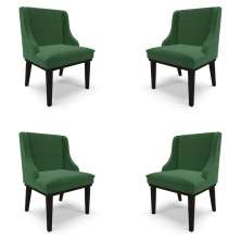 Kit 4 Cadeiras Decorativas Sala de Jantar Base Fixa de Madeira Firenze Veludo Verde/Preto G19 - Gran Belo