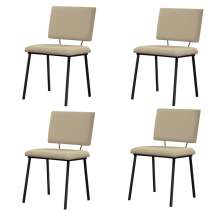 Kit 4 Cadeiras Decorativas Sala de Jantar Fennel Linho Bege G17 - Gran Belo