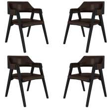 Kit 4 Cadeiras Sala de Jantar e Jogos Carteados Madeira Maciça Poker PU Marrom/Preto G42 - Gran Belo